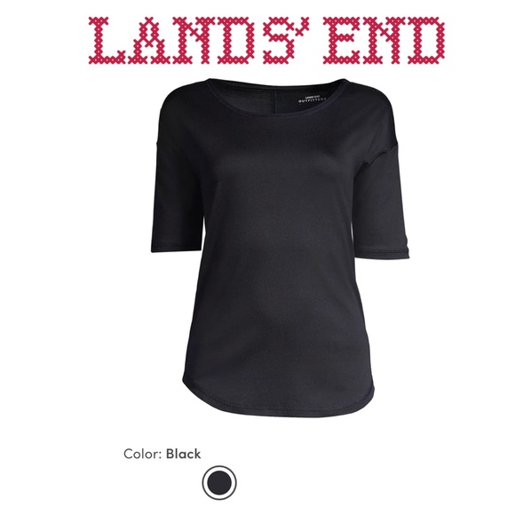 Lands' End Classic Black Mid Sleeve Tee XL NEW IN PACKAGE - Picture 2 of 5